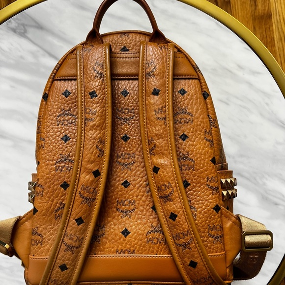 MCM Stark Side Stud Backpack Cognac - Picture 8 of 12
